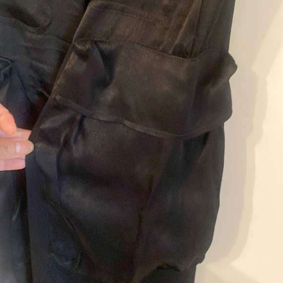 Zara Black Satin Cargo Pants Sz XS - Picture 6 of 9